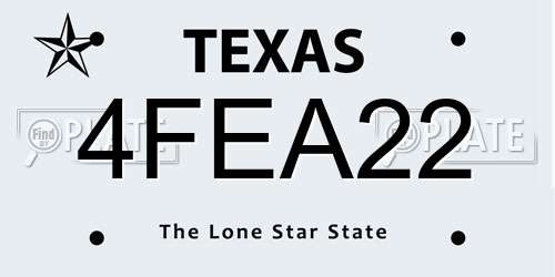 4FEA22 Texas License Plate