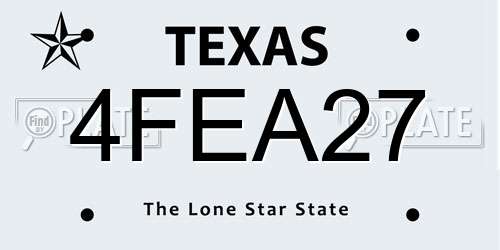 4FEA27 Texas License Plate