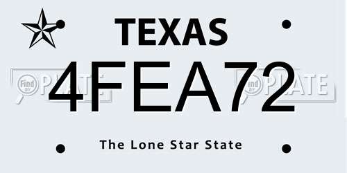 4FEA72 Texas License Plate