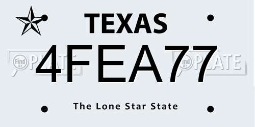 4FEA77 Texas License Plate
