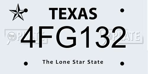 4FG132 Texas License Plate