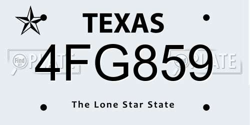 4FG859 Texas License Plate
