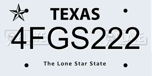4FGS222 Texas License Plate