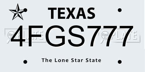 4FGS777 Texas License Plate