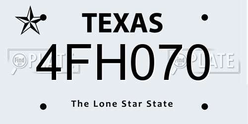 4FH070 Texas License Plate