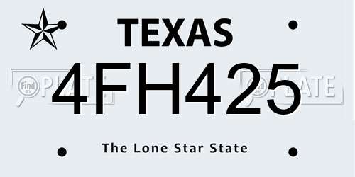 4FH425 Texas License Plate