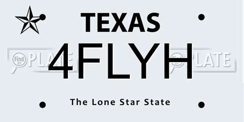 4FLYH Texas License Plate