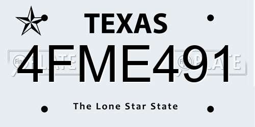 4FME491 Texas License Plate