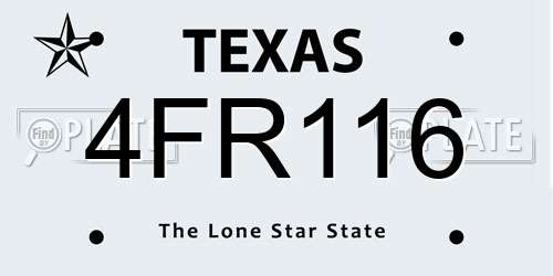 4FR116 Texas License Plate