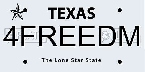 4FREEDM Texas License Plate