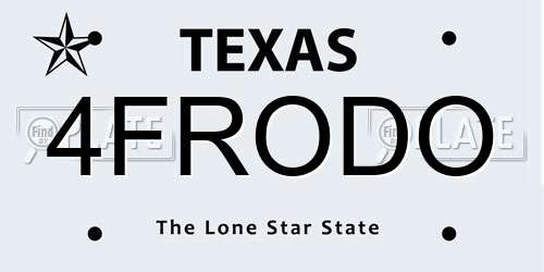 4FRODO Texas License Plate