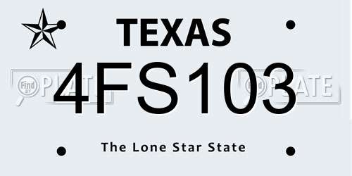 4FS103 Texas License Plate