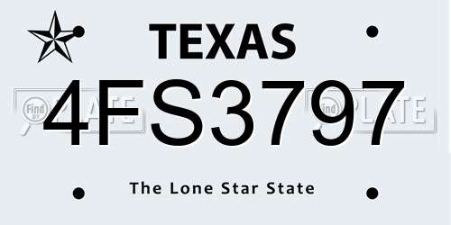4FS3797 Texas License Plate