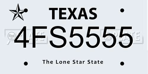 4FS5555 Texas License Plate