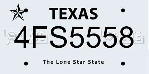 4FS5558 Texas License Plate