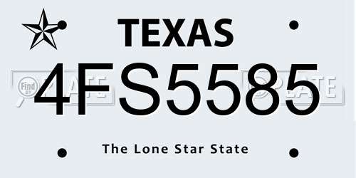 4FS5585 Texas License Plate