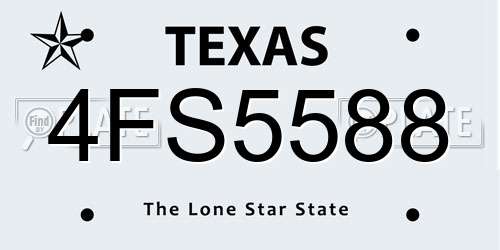 4FS5588 Texas License Plate
