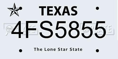 4FS5855 Texas License Plate