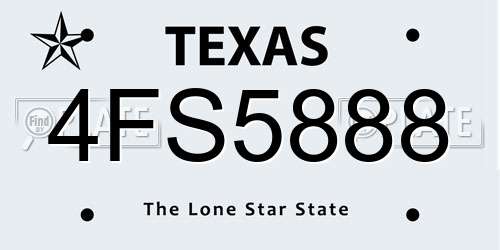 4FS5888 Texas License Plate