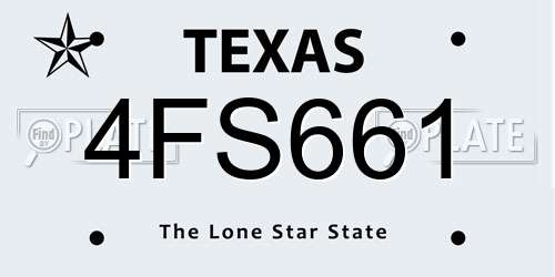 4FS661 Texas License Plate