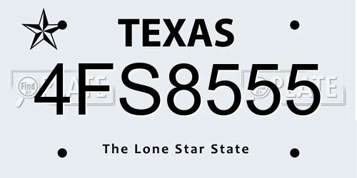 4FS8555 Texas License Plate