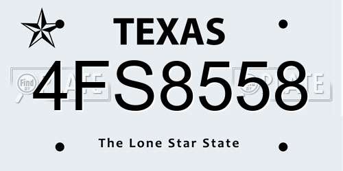 4FS8558 Texas License Plate