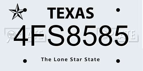 4FS8585 Texas License Plate