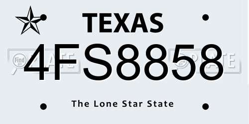 4FS8858 Texas License Plate