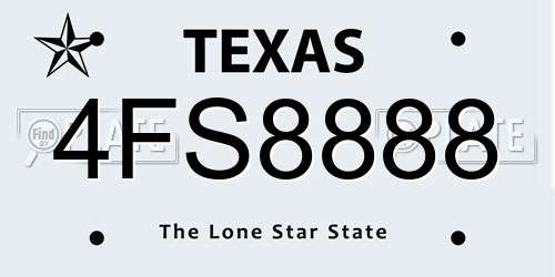 4FS8888 Texas License Plate