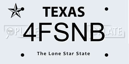 4FSNB Texas License Plate
