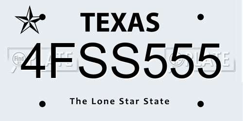 4FSS555 Texas License Plate