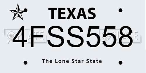 4FSS558 Texas License Plate