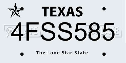 4FSS585 Texas License Plate