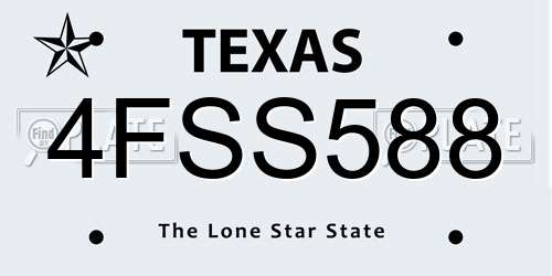 4FSS588 Texas License Plate
