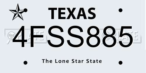 4FSS885 Texas License Plate