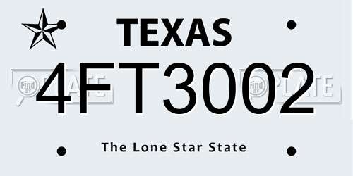 4FT3002 Texas License Plate