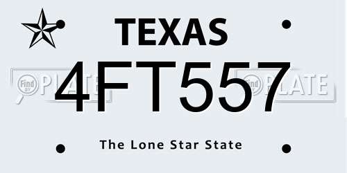 4FT557 Texas License Plate