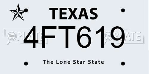 4FT619 Texas License Plate