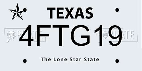 4FTG19 Texas License Plate