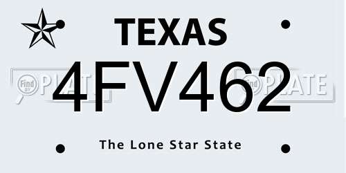 4FV462 Texas License Plate