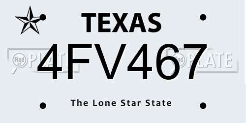 4FV467 Texas License Plate