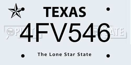 4FV546 Texas License Plate
