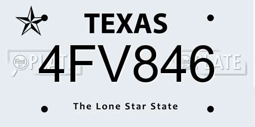 4FV846 Texas License Plate