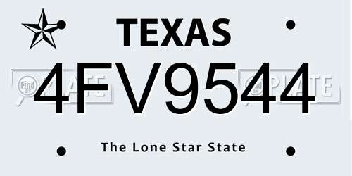 4FV9544 Texas License Plate
