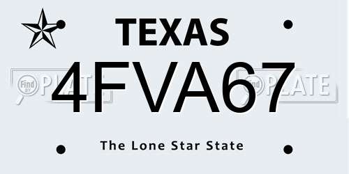 4FVA67 Texas License Plate