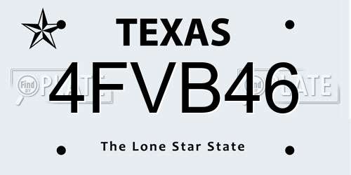 4FVB46 Texas License Plate