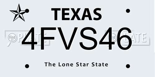 4FVS46 Texas License Plate
