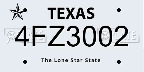 4FZ3002 Texas License Plate