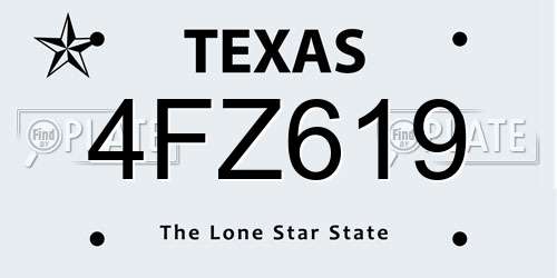 4FZ619 Texas License Plate