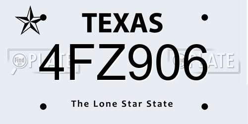 4FZ906 Texas License Plate